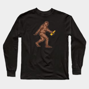 8-bit Bigfoot with a Beer Long Sleeve T-Shirt